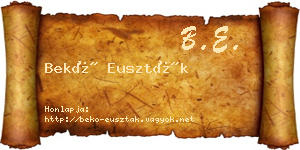 Bekő Euszták névjegykártya